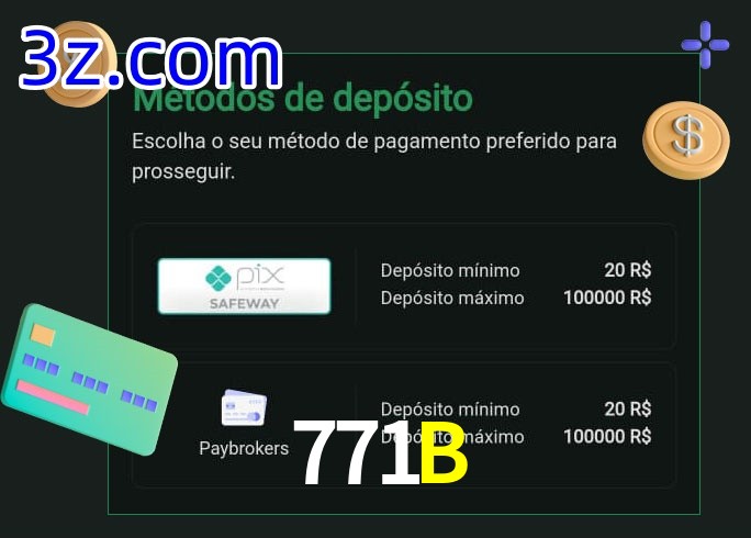 O cassino 771B oferece uma grande variedade de métodos de pagamento